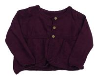 Švestkový propínací svetr s perfovaným vzorem zn. George 