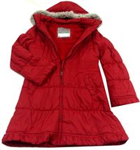 Červený šusťákový zimní kabát 