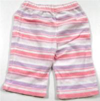 Bílo-růžovo-fialové sametové pruhované kalhoty zn. George 