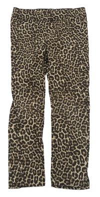 Béžovo-hnědé elastické kalhoty s leopardím vzorem zn. Kiki&Koko