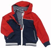 Červeno-bílo-modrá šusťáková podzimní bunda s kapucí zn. Nutmeg 