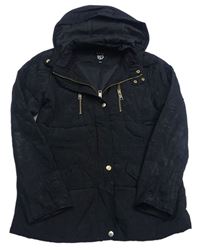 Černá šusťáková prošívaná zateplená bunda s kapucí zn. New Look