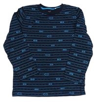 Tmavomodro-modré pruhované triko s auty zn. Topolino