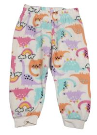 Bílo-barevné fleecové pyžamové kalhoty s dinosaury zn. Matalan