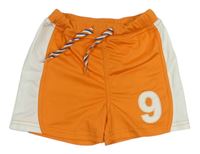 Oranžovo-bílé sportovní kraťasy s číslem zn. Name it