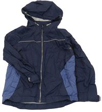 Tmavomodro-modrá šusťáková podzimní bunda s kapucí zn. F&F