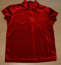 Tmavočervené sametové tričko s třpytkami