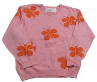 Korálový oversize svetr s motýlky zn. H&M