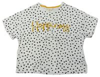 Bílé puntíkaté tričko s nápisem zn. F&F