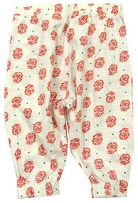 Bílo-červeno-hnědé květované kalhoty zn. Nutmeg