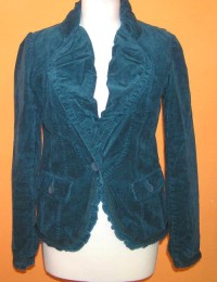 Dámský modrý manžestrový kabátek