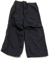 Tmavomodré plátěné oteplené  kalhoty