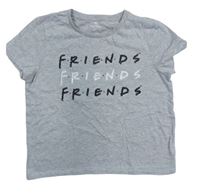 Šedé melírované crop tričko s nápisy FRIENDS zn. M&S