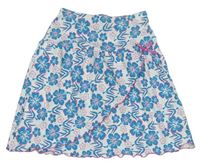 Bílo-modrozelená květovaná bavlněná sukně zn. M&S