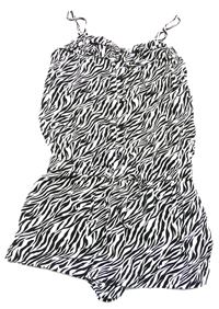 Bílo-černý vzorovaný kraťasový overal zn. H&M