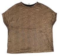 Bronzovo-černé vzorované oversize tričko zn. RIVER ISLAND