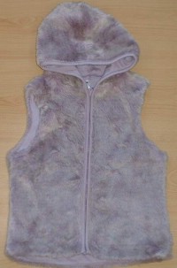 Fialová chlupatá oteplená vesta s kapucí zn. Gilz Unlimited