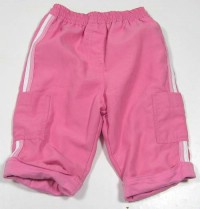 Růžové šusťákové oteplené kalhoty s kapsami a pruhy zn. George