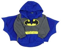 Tmavošedo-modrá šusťáková jarní bunda s kapucí a pláštěm - Batman zn. George