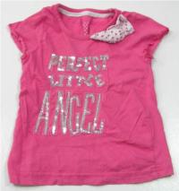 Růžové tričko s nápisem a mašličkou zn. Girl2girl