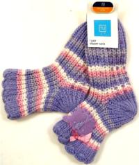 Outlet - Fialovo-růžové teplé domácí ponožky s medvídkem zn. TU vel. 23-26