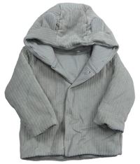 Šedý sametový zateplený kabátek s kapucí zn. M&S