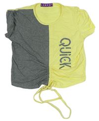 Žluto-šedé crop tričko s nápisem zn. Safa
