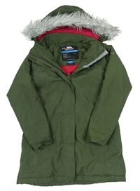 Khaki šusťáková zateplená funkční bunda s logem a kapucí zn. Trespass
