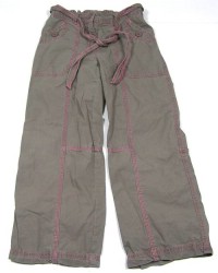 Hnědé plátěné rolovací kalhoty s páskem zn. Cherokee