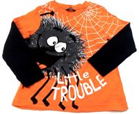 Oranžovo-černé triko s pavoučkem zn. George