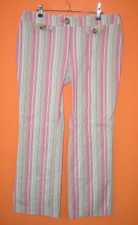 Dámské růžovo-béžové plátěné kalhoty