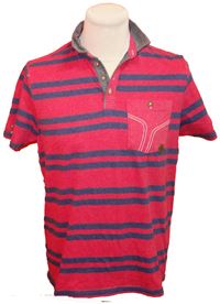 Pánské červeno-modré pruhované tričko s límečkem zn. Smith&Jones 
