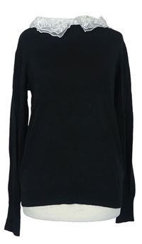 Dámský černý svetr s krajkovým límečkem zn. Dorothy Perkins 
