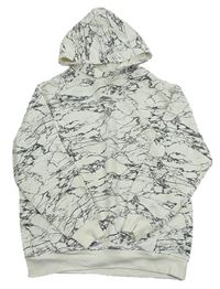 Bílo-šedá mramorová mikina s kapucí zn. H&M