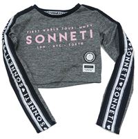 Šedé melírované sportovní crop triko s logem zn. Sonneti