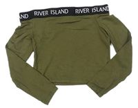 Khaki-černé crop triko s logem zn. RIVER ISLAND