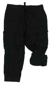Černé plátěné podšité cargo cuff kalhoty zn. Matalan
