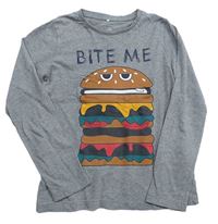 Šedé triko s hamburgerem a nápisem zn. Name it