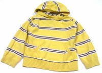 Žlutý pruhovaný svetr s kapucí