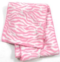 Bílo-růžová vzorovaná fleecová šála
