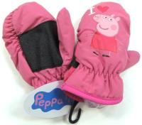 Nové - Růžové šusťákové palcové rukavičky s Pepinou zn. George vel. 1-3 roky