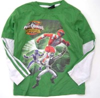 Zeleno-bílé triko s Power Rangers