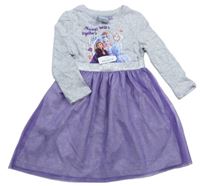 Šedo-fialové šaty s tylovou sukní - Ledové království zn. Disney
