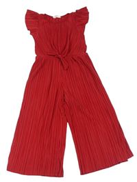 Červený žebrovaný lehký culottes overal zn. H&M