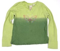 Zelené triko s motýlkem a kamínky