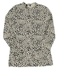 Krémovo-černé žebrované triko s leopardím vzorem zn. George