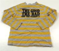 Žluto-šedé pruhované triko s nápisy zn. Redherring 