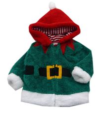 Červeno-bílo-zelená chlupatá vánoční bunda zn. F&F
