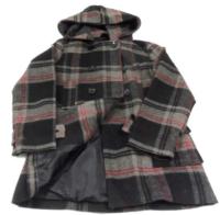 Šedo-černý kostkovaný vlněný podzimní kabátek zn. Y.d.