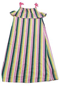 Barevné pruhované bavlněné šaty s volánky zn. George 
